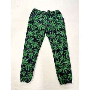 Weed Pattern Black and Green Sweatpants Joggers